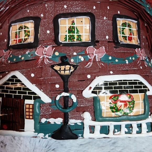 Vintage (1970's) Handcrafted Rare Christmas Basket 11" x 12" plu… - Picture 5 of 16